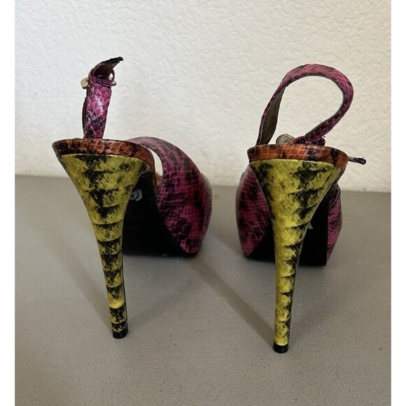 Guess Multicolored Vinyl Stiletto Snake Skin High Heels Shoes Dress Size 6.5 M - Picture 3 of 7